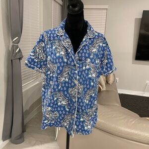 PRINTFRESH Tiger Queen 100% Organic Cotton Pajama Top Size L